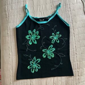 Vintage Beaded Sequin Flower Tank Top